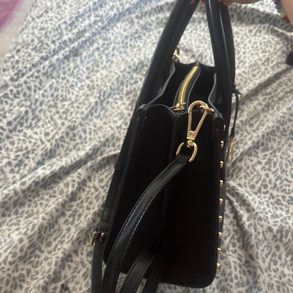 Michael Kors Black and Gold Studded Satchel